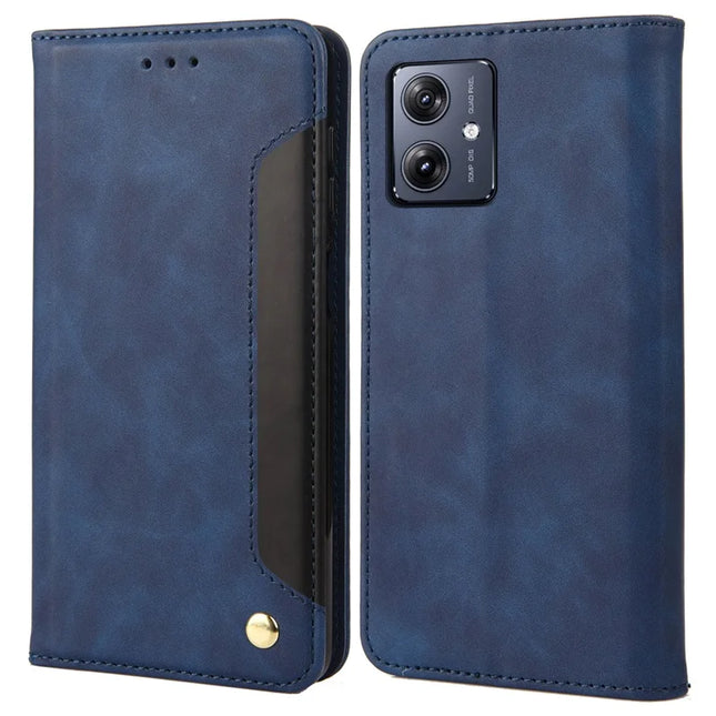 For Motorola Moto G55 5G Case PU Leather Shockproof Protection Wallet Phone Cover - Blue