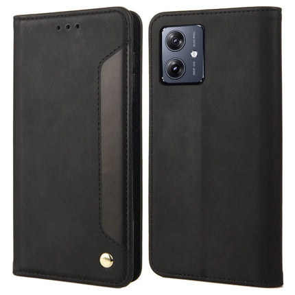 For Motorola Moto G55 5G Case PU Leather Shockproof Protection Wallet Phone Cover - Black