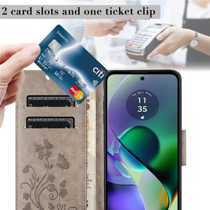 For Motorola Moto G55 5G Case Imprinted Mini Butterfly Leather Wallet Phone Cover