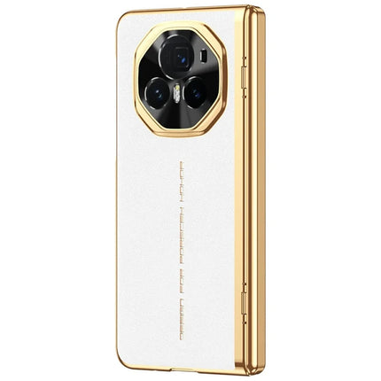 For Honor Magic V3 5G Case PU Leather+PC Electroplating Phone Cover with Tempered Glass Screen Film