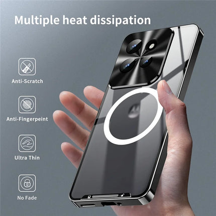 Magic Shield Magnetic Series for Motorola Edge 50 5G Case Metal+TPU Phone Cover with Lens Guard