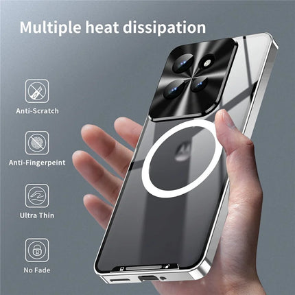 Magic Shield Magnetic Series for Motorola Edge 50 5G Case Metal+TPU Phone Cover with Lens Guard