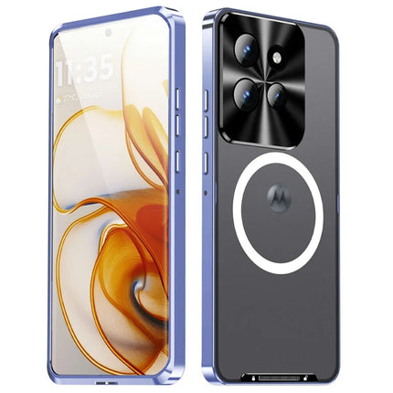 Magic Shield Magnetic Series for Motorola Edge 50 5G Case Metal+TPU Phone Cover with Lens Guard - Purple