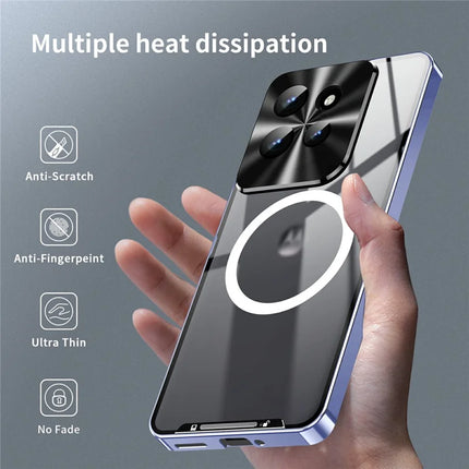 Magic Shield Magnetic Series for Motorola Edge 50 5G Case Metal+TPU Phone Cover with Lens Guard