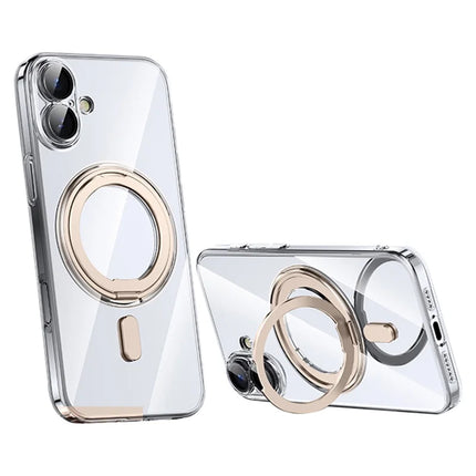 For iPhone 16 Plus Case Compatible with MagSafe Kickstand PC+TPU Phone Cover with Lens Film - Bronze