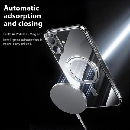 For iPhone 16 Plus Case Compatible with MagSafe Kickstand PC+TPU Phone Cover with Lens Film