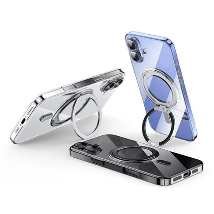 For iPhone 16 Plus Case Compatible with MagSafe Kickstand PC+TPU Phone Cover with Lens Film