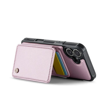 JEEHOOD J05 For iPhone 16 Plus Case Leather Mobile Cover with Detachable Magnetic Card Bag