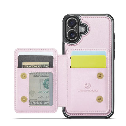 JEEHOOD J05 For iPhone 16 Plus Case Leather Mobile Cover with Detachable Magnetic Card Bag