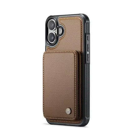 JEEHOOD J05 For iPhone 16 Plus Case Leather Mobile Cover with Detachable Magnetic Card Bag