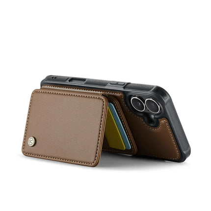JEEHOOD J05 For iPhone 16 Plus Case Leather Mobile Cover with Detachable Magnetic Card Bag