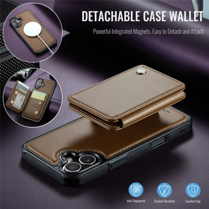 JEEHOOD J05 For iPhone 16 Plus Case Leather Mobile Cover with Detachable Magnetic Card Bag