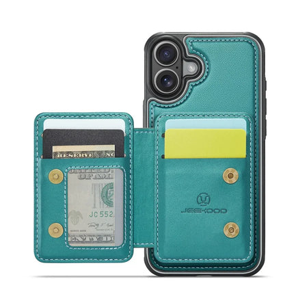 JEEHOOD J05 For iPhone 16 Plus Case Leather Mobile Cover with Detachable Magnetic Card Bag