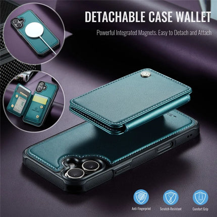 JEEHOOD J05 For iPhone 16 Plus Case Leather Mobile Cover with Detachable Magnetic Card Bag