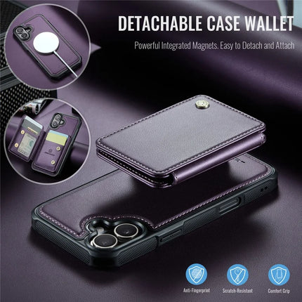 JEEHOOD J05 For iPhone 16 Plus Case Leather Mobile Cover with Detachable Magnetic Card Bag