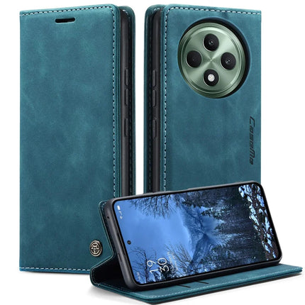 For Oppo Reno12 F 5G Case CASEME 013 Series Card Holder Stand Leather Phone Cover - Blue