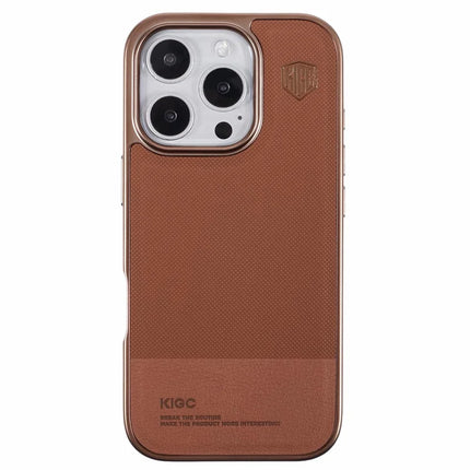 KIGC For iPhone 16 Pro Max Case PC+TPU+PU Electroplating Phone Cover