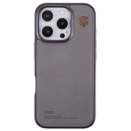 KIGC For iPhone 16 Pro Max Case PC+TPU+PU Electroplating Phone Cover