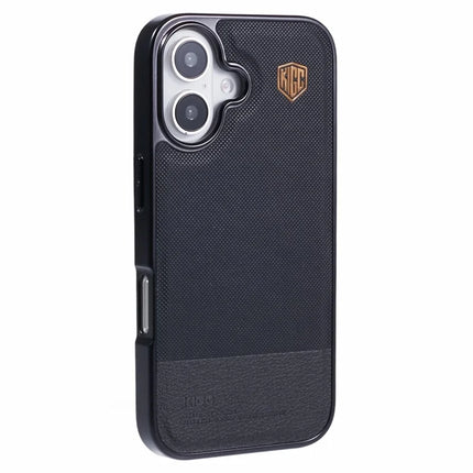 KIGC For iPhone 16 Case PC+TPU+PU Electroplating Phone Cover - Black