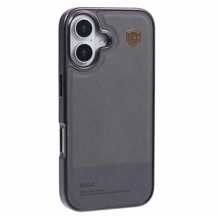 KIGC For iPhone 16 Case PC+TPU+PU Electroplating Phone Cover - Grey