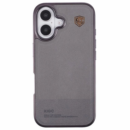 KIGC For iPhone 16 Case PC+TPU+PU Electroplating Phone Cover