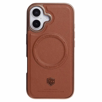 KIGC For iPhone 16 Case Compatible with MagSafe PC+TPU+PU Electroplating Phone Cover