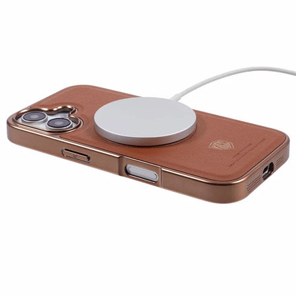KIGC For iPhone 16 Case Compatible with MagSafe PC+TPU+PU Electroplating Phone Cover