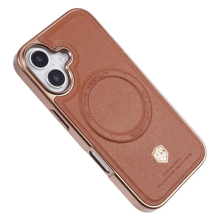 KIGC For iPhone 16 Case Compatible with MagSafe PC+TPU+PU Electroplating Phone Cover