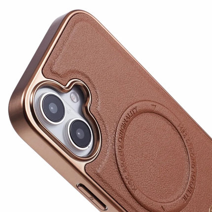 KIGC For iPhone 16 Case Compatible with MagSafe PC+TPU+PU Electroplating Phone Cover
