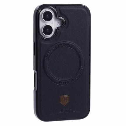 KIGC For iPhone 16 Case Compatible with MagSafe PC+TPU+PU Electroplating Phone Cover - Black