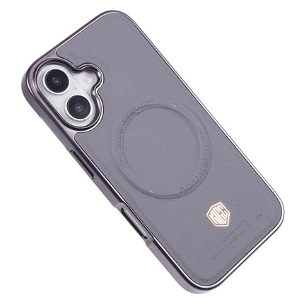 KIGC For iPhone 16 Case Compatible with MagSafe PC+TPU+PU Electroplating Phone Cover