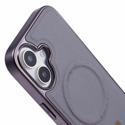 KIGC For iPhone 16 Case Compatible with MagSafe PC+TPU+PU Electroplating Phone Cover
