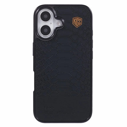 KIGC For iPhone 16 Case Compatible with MagSafe Crocodile Texture PU+PC+TPU Electroplating Phone Cover