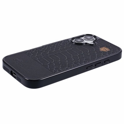 KIGC For iPhone 16 Case Compatible with MagSafe Crocodile Texture PU+PC+TPU Electroplating Phone Cover