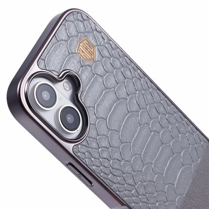 KIGC For iPhone 16 Case Compatible with MagSafe Crocodile Texture PU+PC+TPU Electroplating Phone Cover
