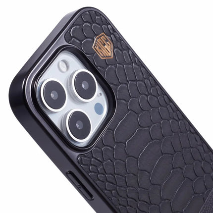 KIGC For iPhone 16 Pro Case Compatible with MagSafe Crocodile Texture PU+PC+TPU Electroplating Phone Cover