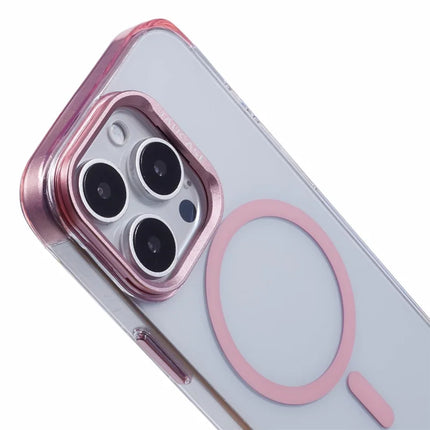 JAUCASE For iPhone 16 Pro Clear Case Compatible with MagSafe Lens Frame Kickstand PC+TPU Phone Cover