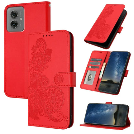 YX0050 For Motorola Moto G55 5G Case Mandala Flower Leather Wallet Phone Cover - Red