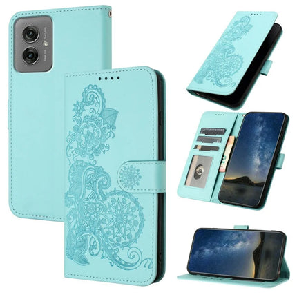 YX0050 For Motorola Moto G55 5G Case Mandala Flower Leather Wallet Phone Cover - Baby Blue