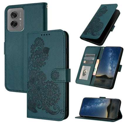 YX0050 For Motorola Moto G55 5G Case Mandala Flower Leather Wallet Phone Cover - Blackish Green