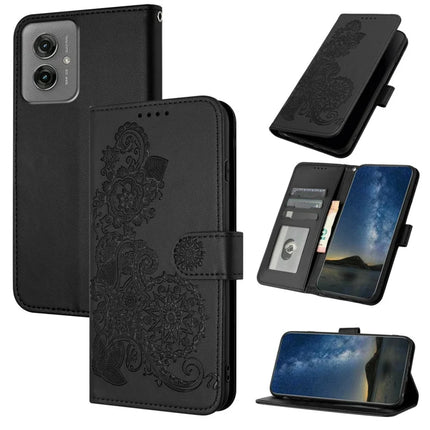YX0050 For Motorola Moto G55 5G Case Mandala Flower Leather Wallet Phone Cover - Black