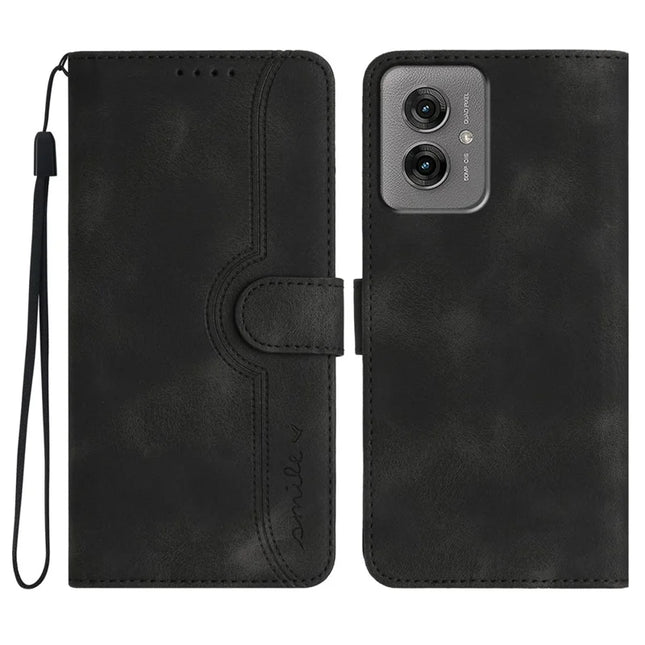 YX0030 For Motorola Moto G55 5G Case Leather Phone Cover Wallet Stand Design - Black