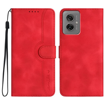 YX0030 For Motorola Moto G55 5G Case Leather Phone Cover Wallet Stand Design - Red