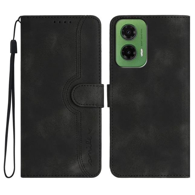 YX0030 For Motorola Moto G35 5G Case Leather Phone Cover Wallet Stand Design - Black