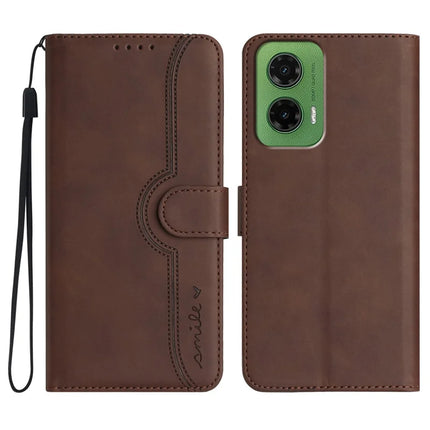 YX0030 For Motorola Moto G35 5G Case Leather Phone Cover Wallet Stand Design - Coffee