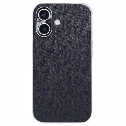 For iPhone 16 Cover Cross Texture PU Leather Coated TPU Cell Phone Case