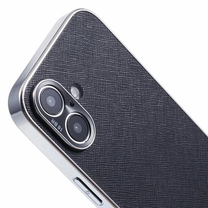 For iPhone 16 Cover Cross Texture PU Leather Coated TPU Cell Phone Case