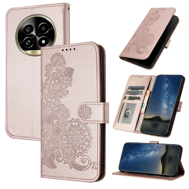 YX0050 For Realme 13 Pro 5G (Global) / 13 Pro+ 5G (Global) Case Mandala Flower Leather Wallet Phone Cover - Rose Gold