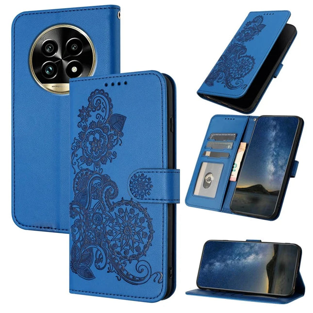 YX0050 For Realme 13 Pro 5G (Global) / 13 Pro+ 5G (Global) Case Mandala Flower Leather Wallet Phone Cover - Sapphire