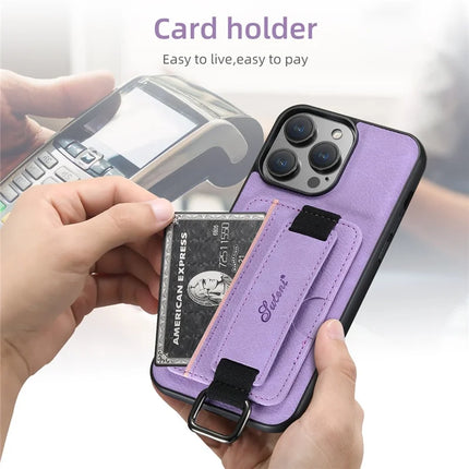 SUTENI H13 For iPhone 16 Pro Case Litchi Texture Leather+TPU+PC Cover with Card Holder Kickstand